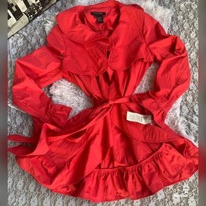 SOLD!New! Etcetera Coral Ruffled Rain Jacket w…